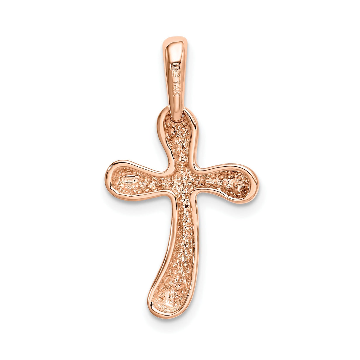 14k Rose Gold Cross Pendant, Minimalist Latin Style with Rounded Edges for Men and Women