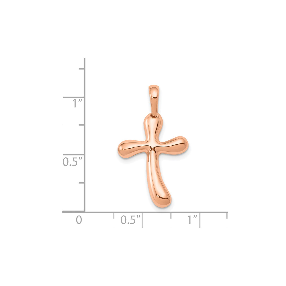 14k Rose Gold Cross Pendant, Minimalist Latin Style with Rounded Edges for Men and Women