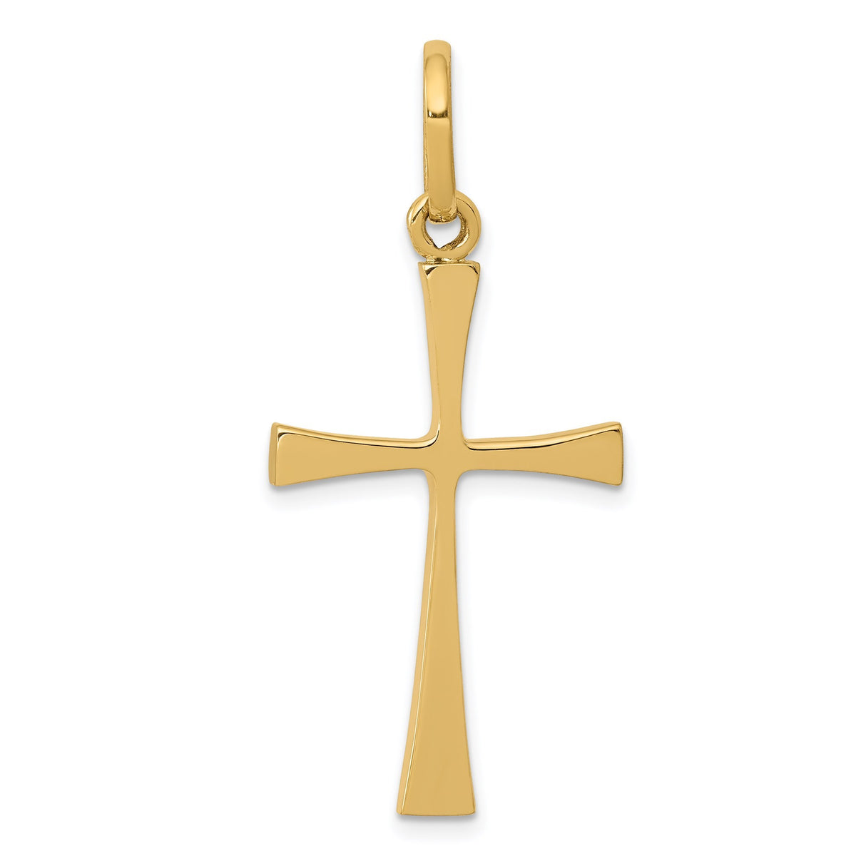 14k Yellow Gold Cross Pendant, Smooth Polished Finish, Classic Minimal Unisex Design