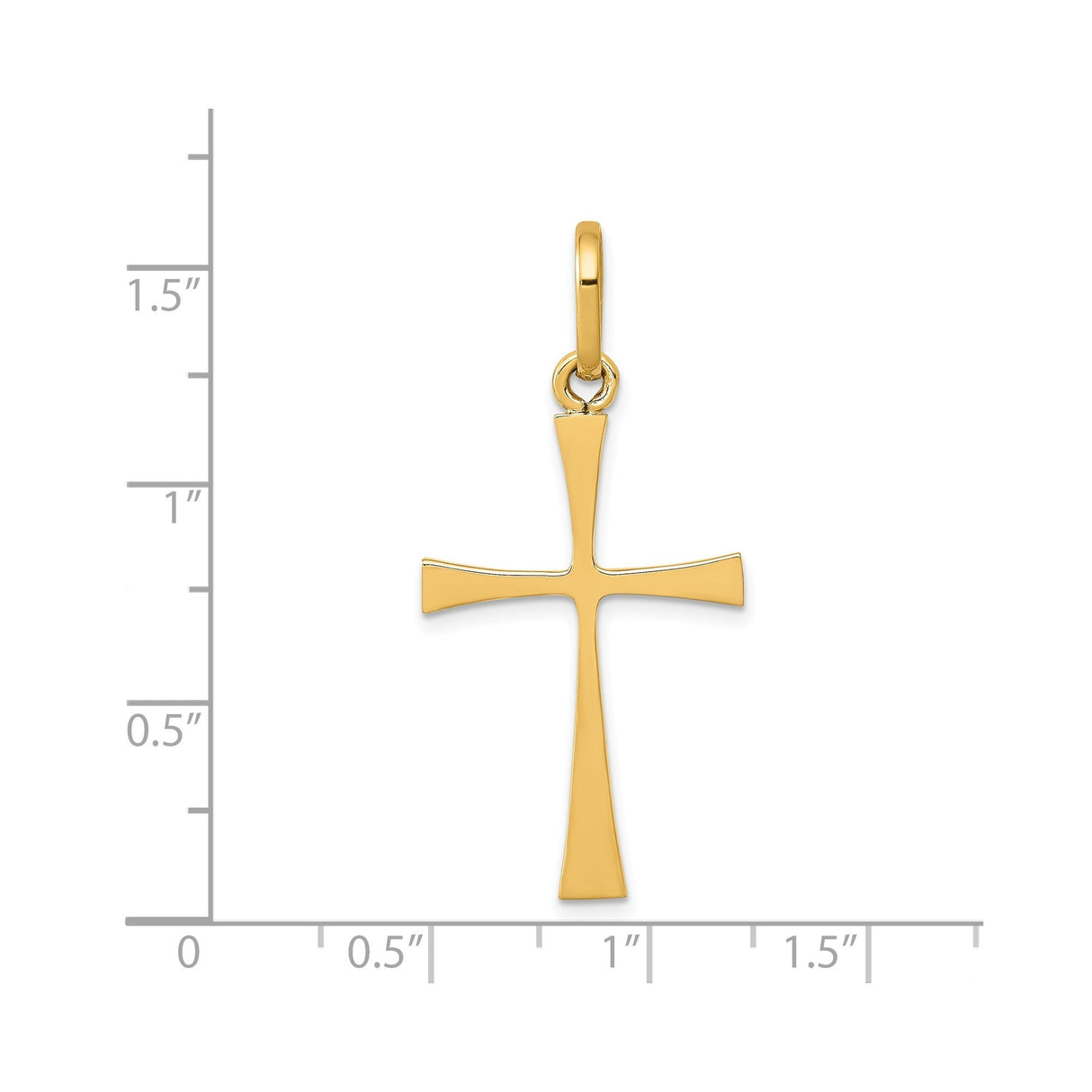 14k Yellow Gold Cross Pendant, Smooth Polished Finish, Classic Minimal Unisex Design