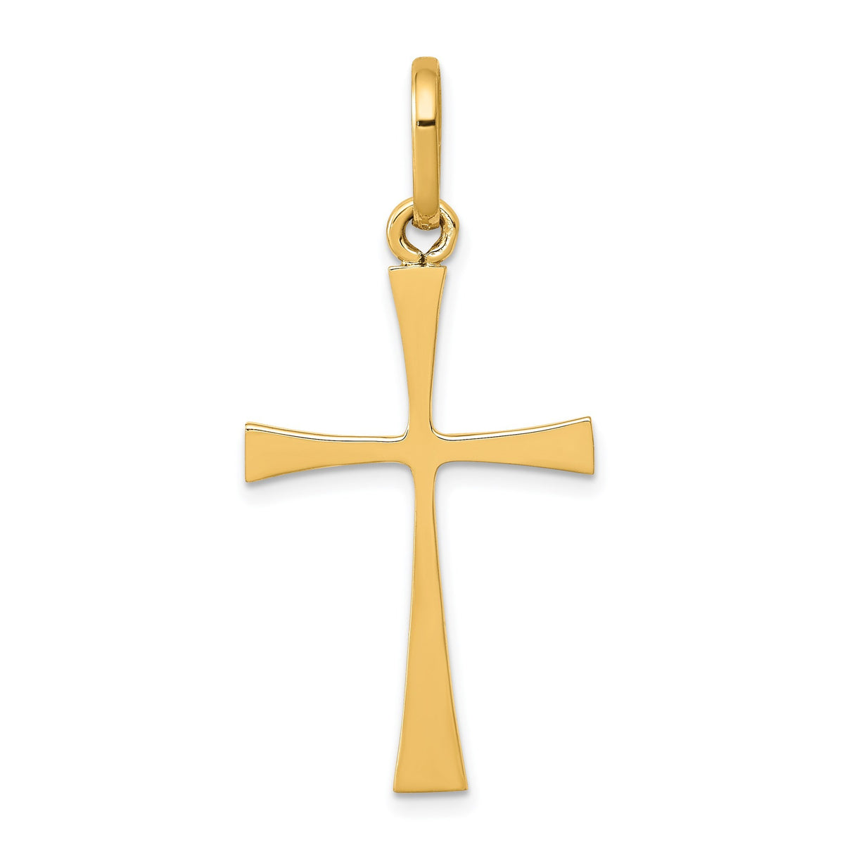 14k Yellow Gold Cross Pendant, Smooth Polished Finish, Classic Minimal Unisex Design