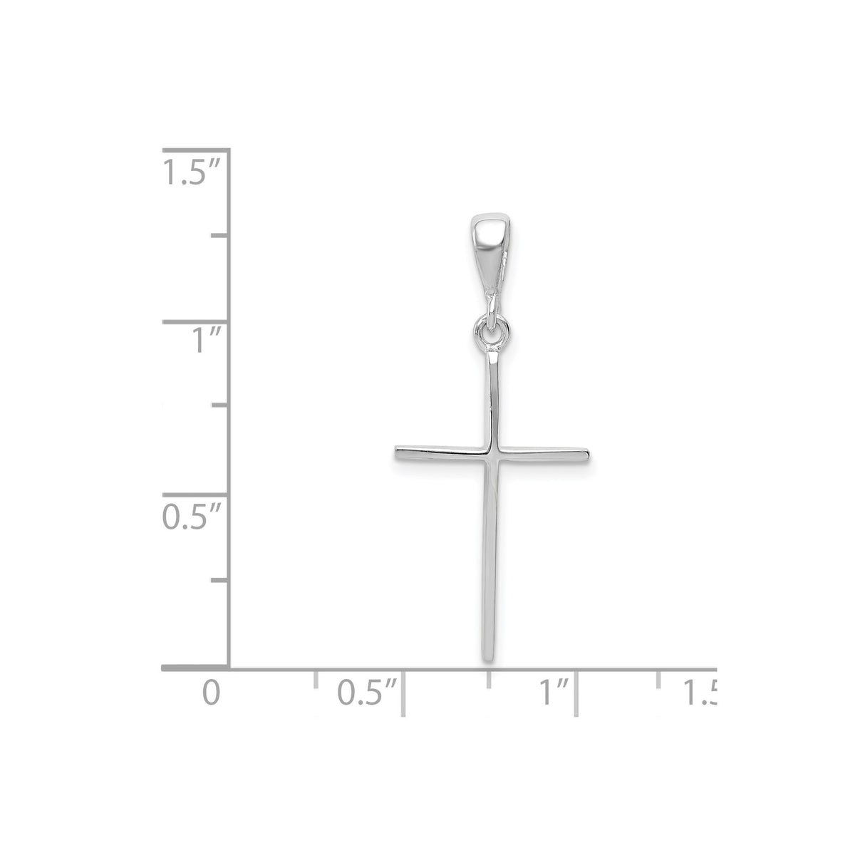 14k White Gold Latin Cross Pendant with Mirror Finish, Minimalist Religious Design