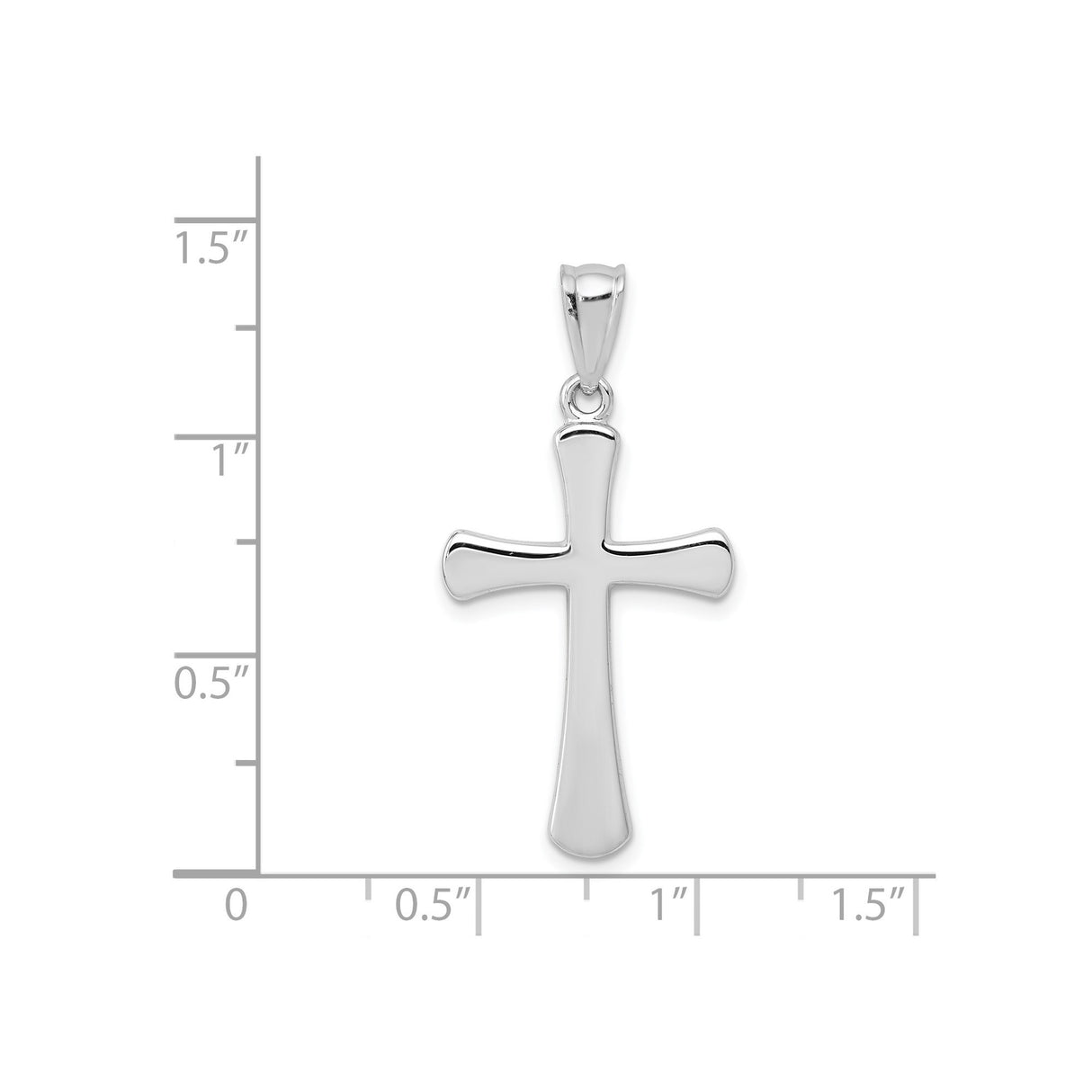 14k White Gold Cross Pendant with Latin Style Design and Polished Finish for Men and Women