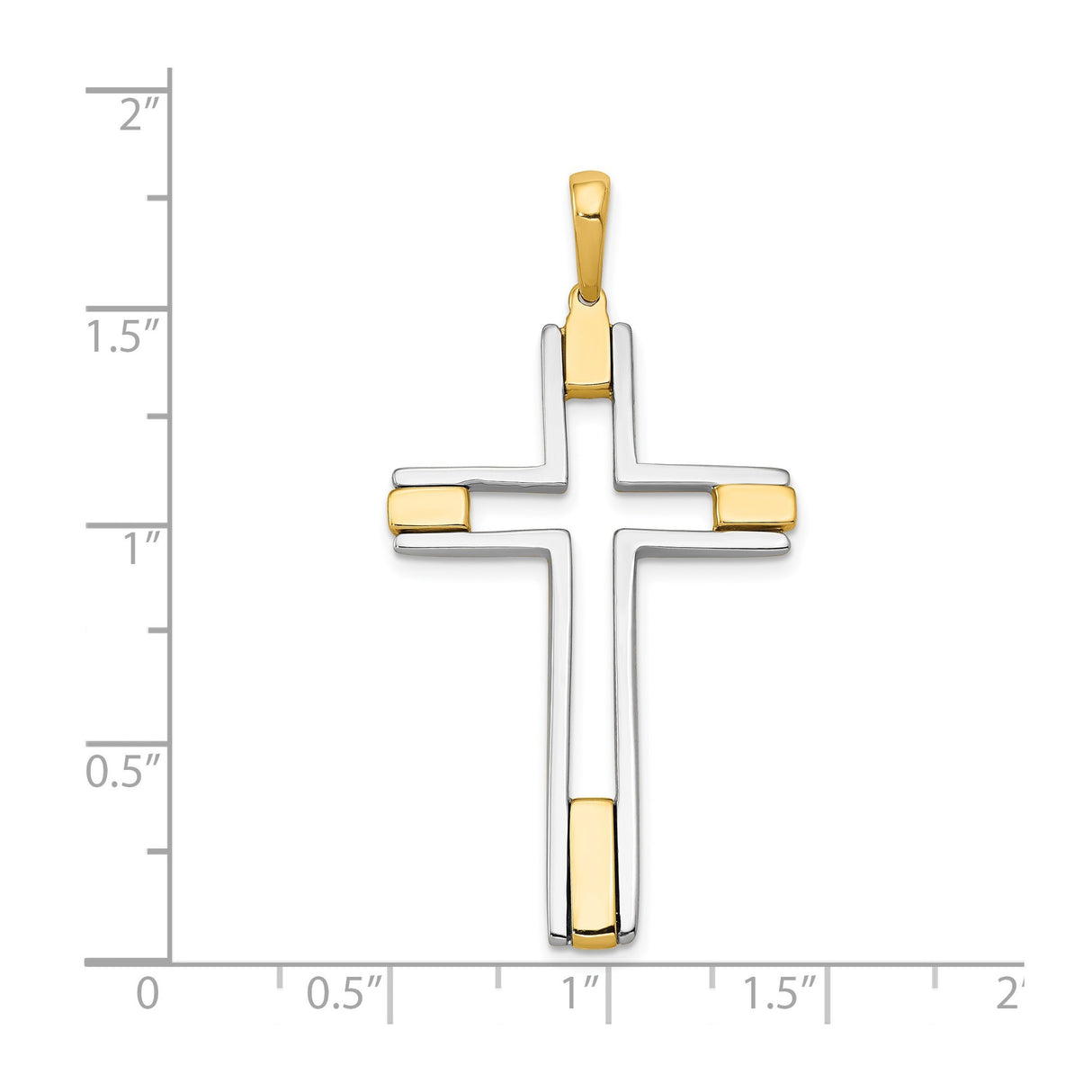 14k Two-Tone Gold Latin Cross Pendant, Minimalist Religious Charm for Men and Women