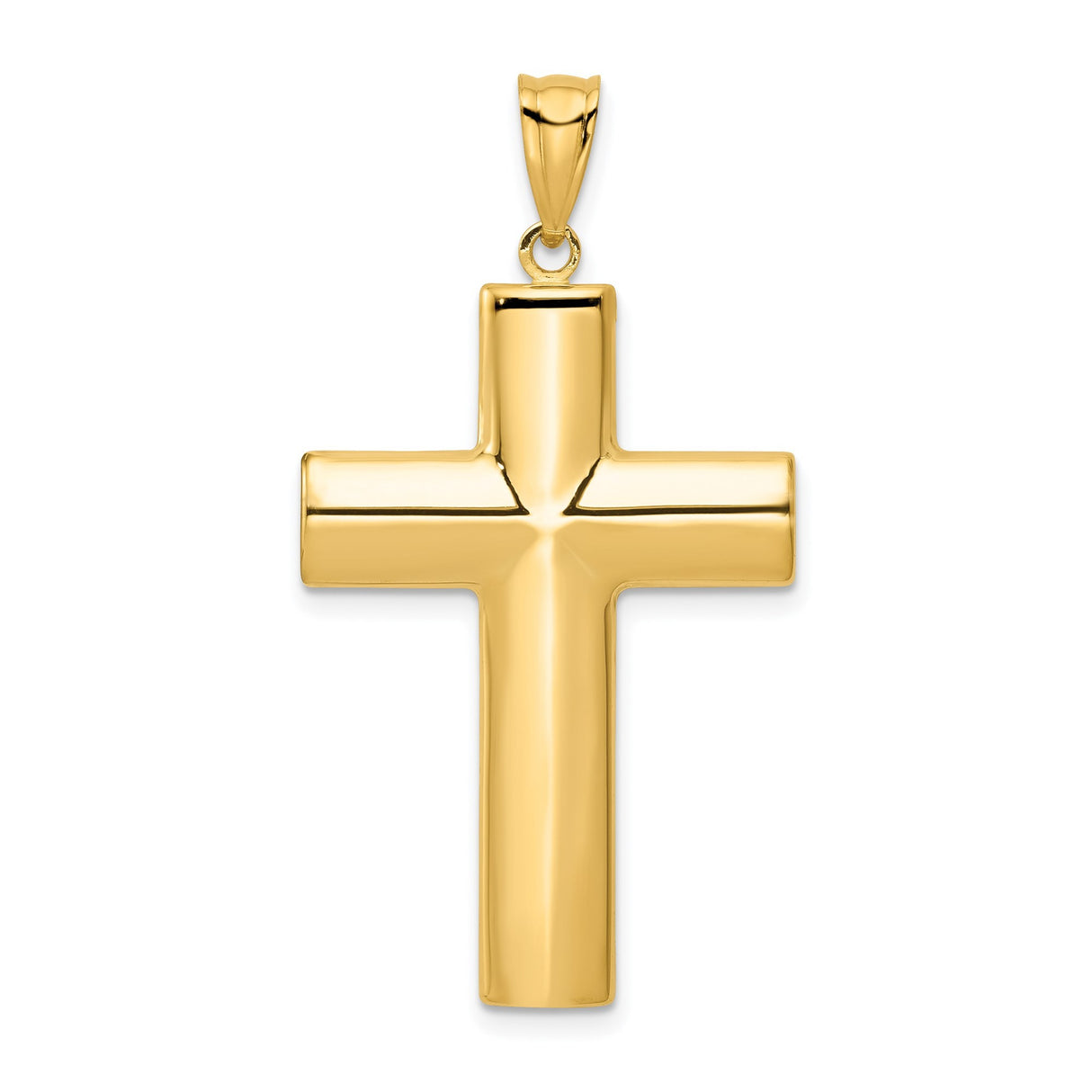 14k Yellow Gold Cross Pendant with Sleek Lines and Polished Finish for Men and Women