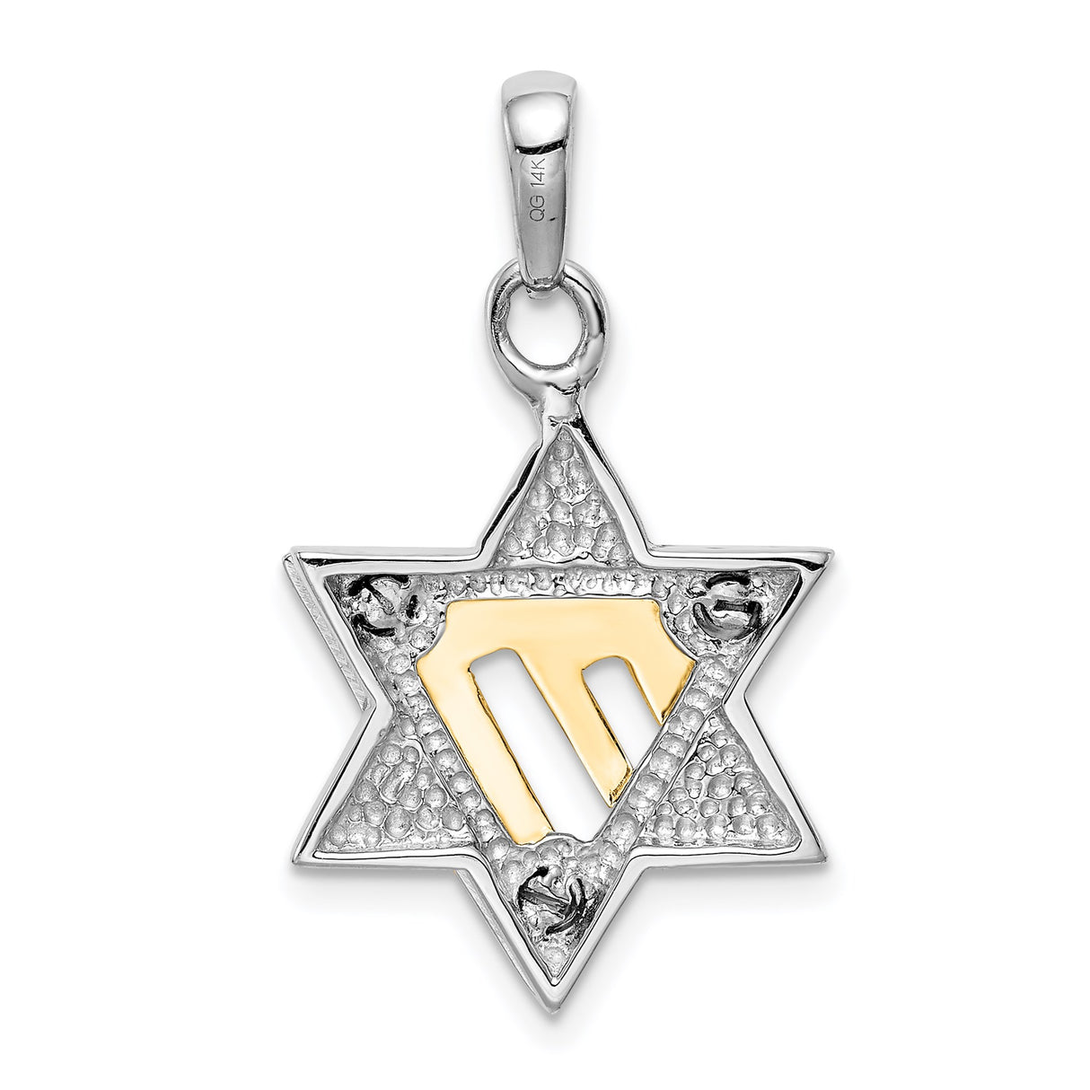 14k Two-Tone Gold Star of David Pendant with Modern Screw Accents