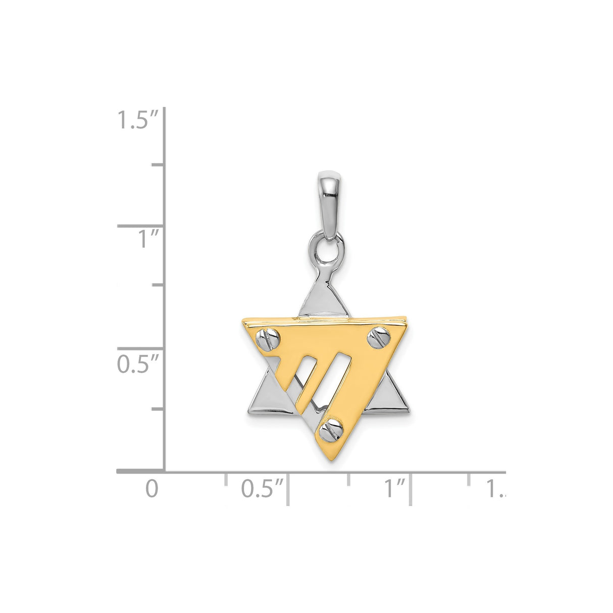 14k Two-Tone Gold Star of David Pendant with Modern Screw Accents