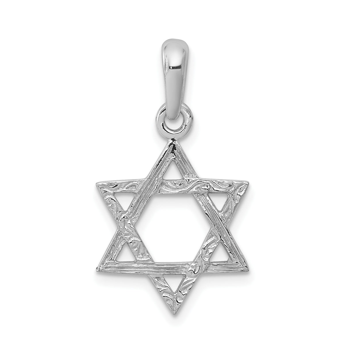 14k White Gold Star of David Pendant, Textured Jewish Symbol, Unisex Religious Charm