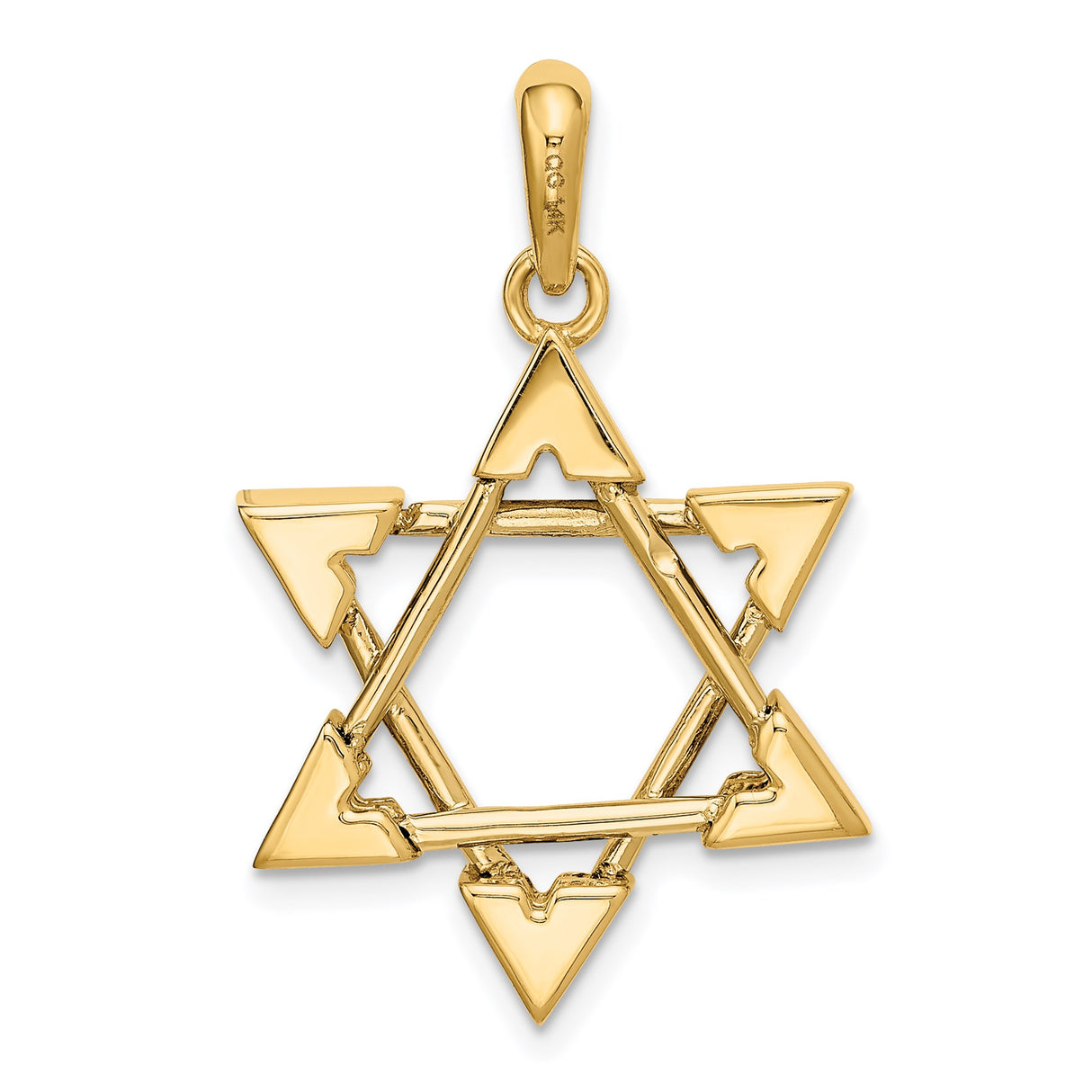 14k Two-Tone Gold Star of David Pendant with Interlocking Triangles