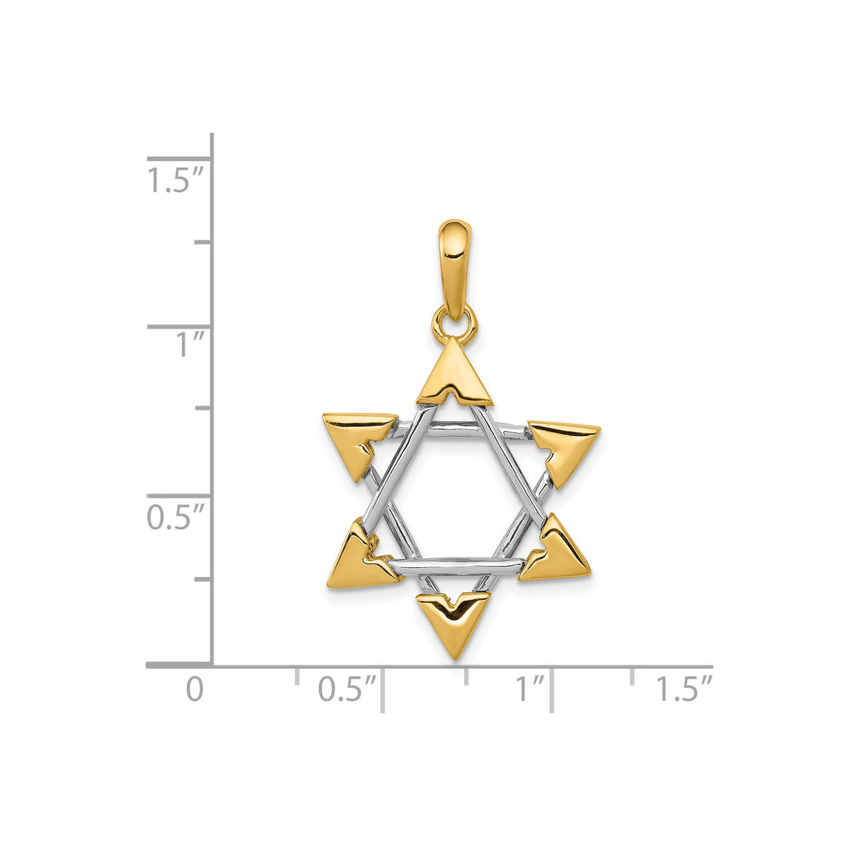 14k Two-Tone Gold Star of David Pendant with Interlocking Triangles
