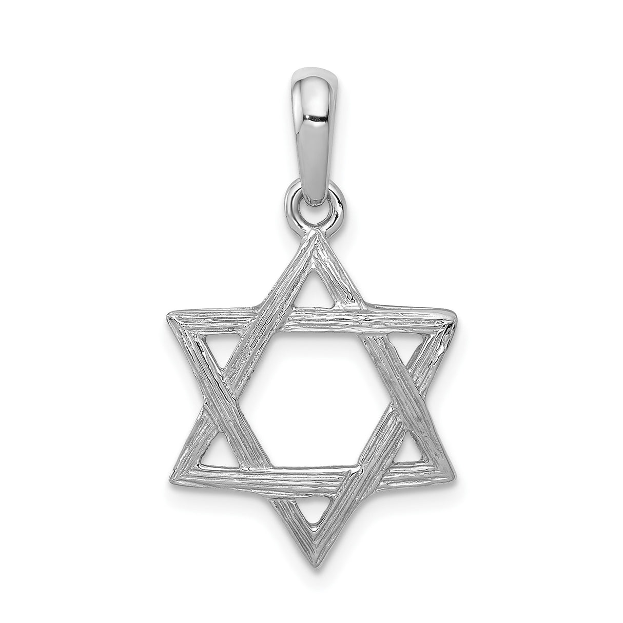 14k White Gold Star of David Pendant, Textured Jewish Symbol Jewelry