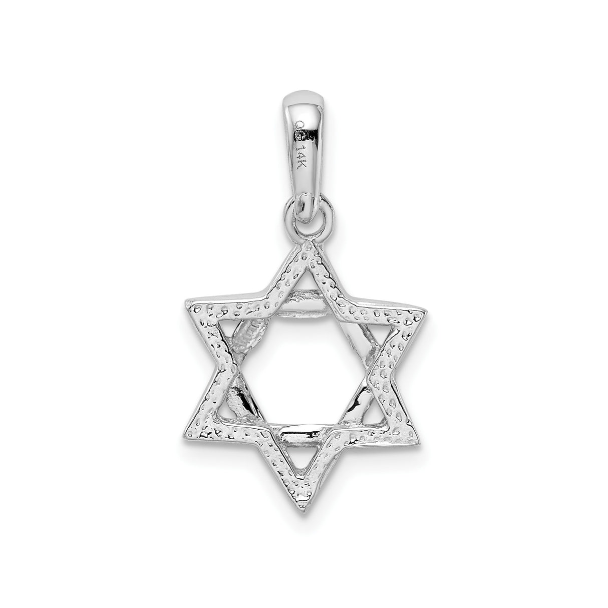 14k White Gold Star of David Pendant, Textured Jewish Faith Charm, Unisex Religious Jewelry