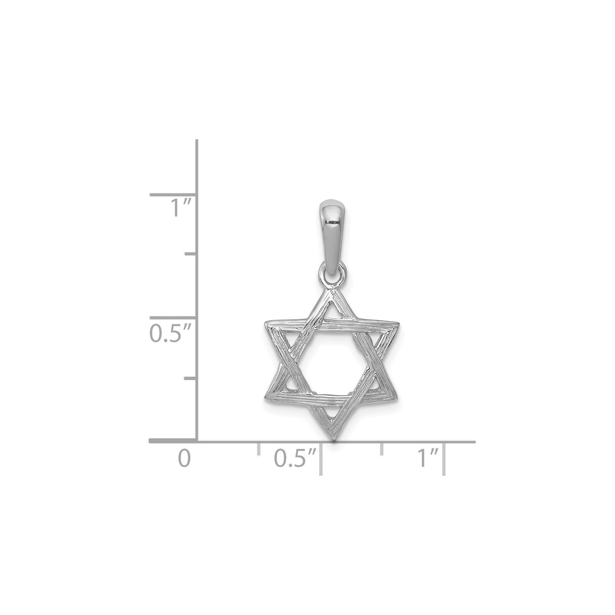 14k White Gold Star of David Pendant, Textured Jewish Faith Charm, Unisex Religious Jewelry