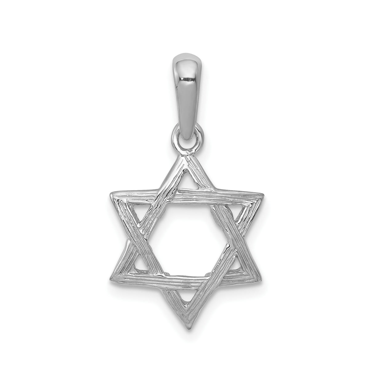 14k White Gold Star of David Pendant, Textured Jewish Faith Charm, Unisex Religious Jewelry