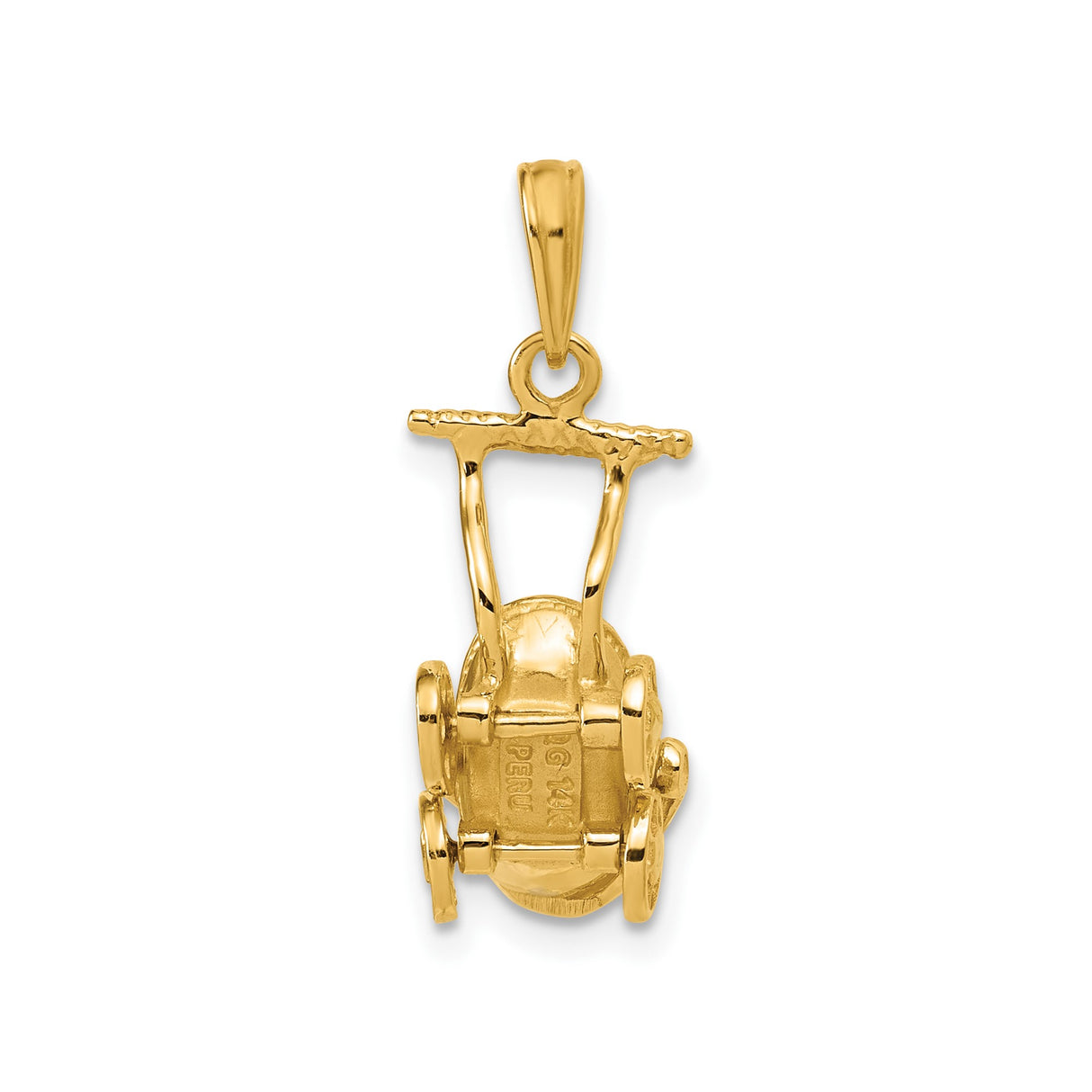 14k Yellow Gold Baby Stroller Pendant, Sentimental Pram Charm Symbolizing Motherhood and Family