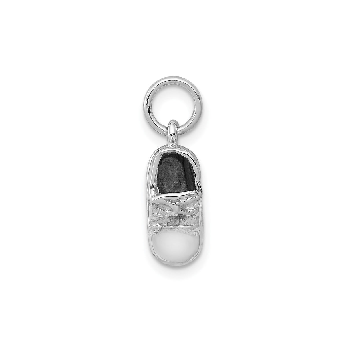 14k White Gold Baby Shoe Pendant Charm, Realistic Slipper Design, Sentimental Motherhood Jewelry
