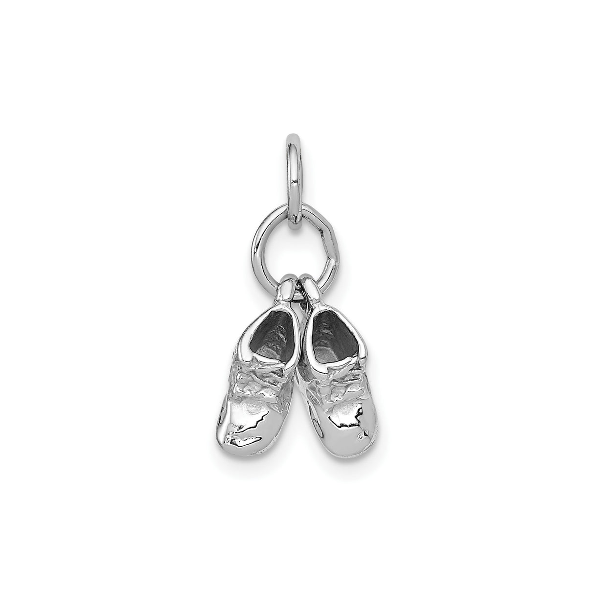 14k White Gold Baby Shoes Charm Pendant, Symbol of New Life and Motherhood