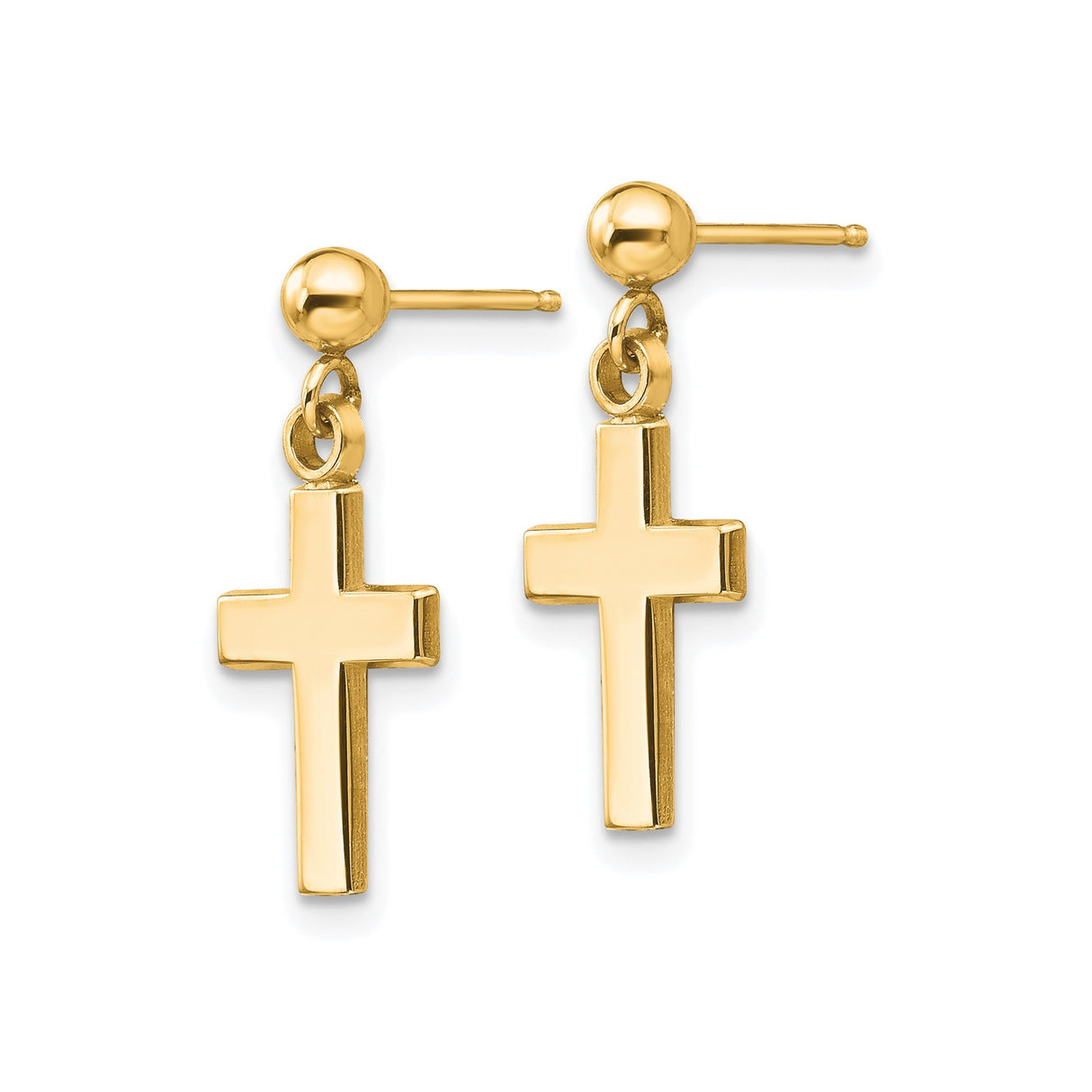 14k Yellow Gold Cross Pendant with Polished Mirror Gloss Finish, Minimalist Faith Jewelry