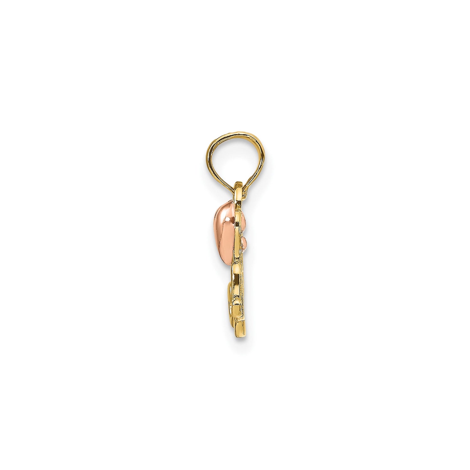 14k Two-Tone Gold Mom Pendant with Rose Gold Heart Accent, Heart Design Charm