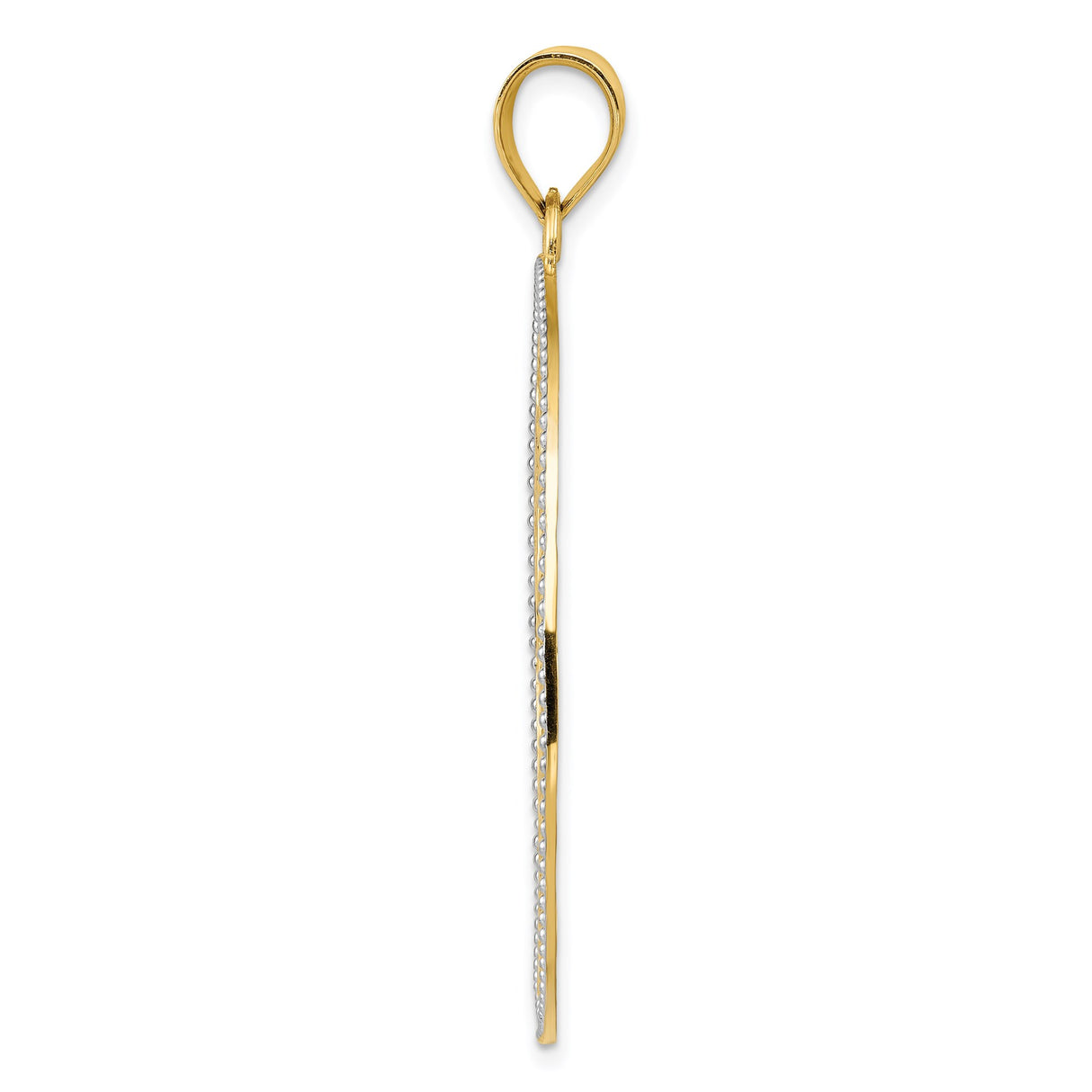 14k Multi-Tone Gold Round Filigree Pendant with Rhodium Accent, Swirl and Floral Design