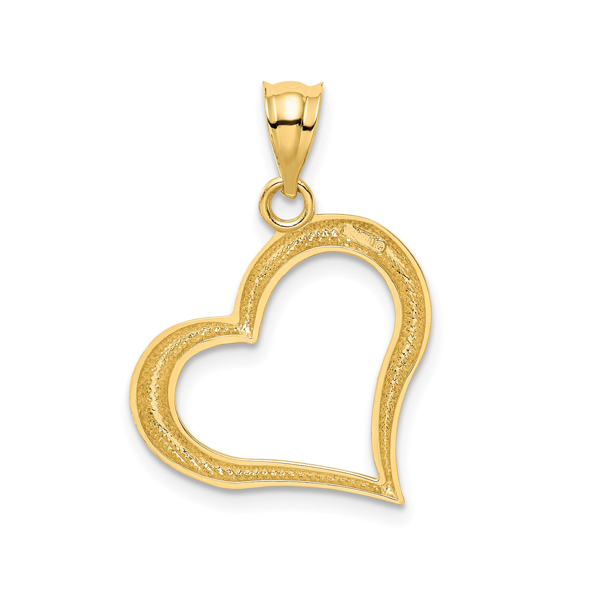 14k Yellow Gold Open Heart Pendant with Asymmetrical Design and Polished Finish