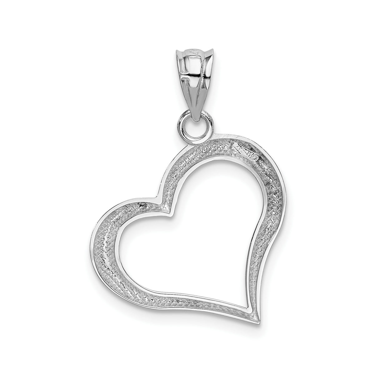 14k White Gold Open Heart Pendant for Women, Minimalist Polished Love Charm