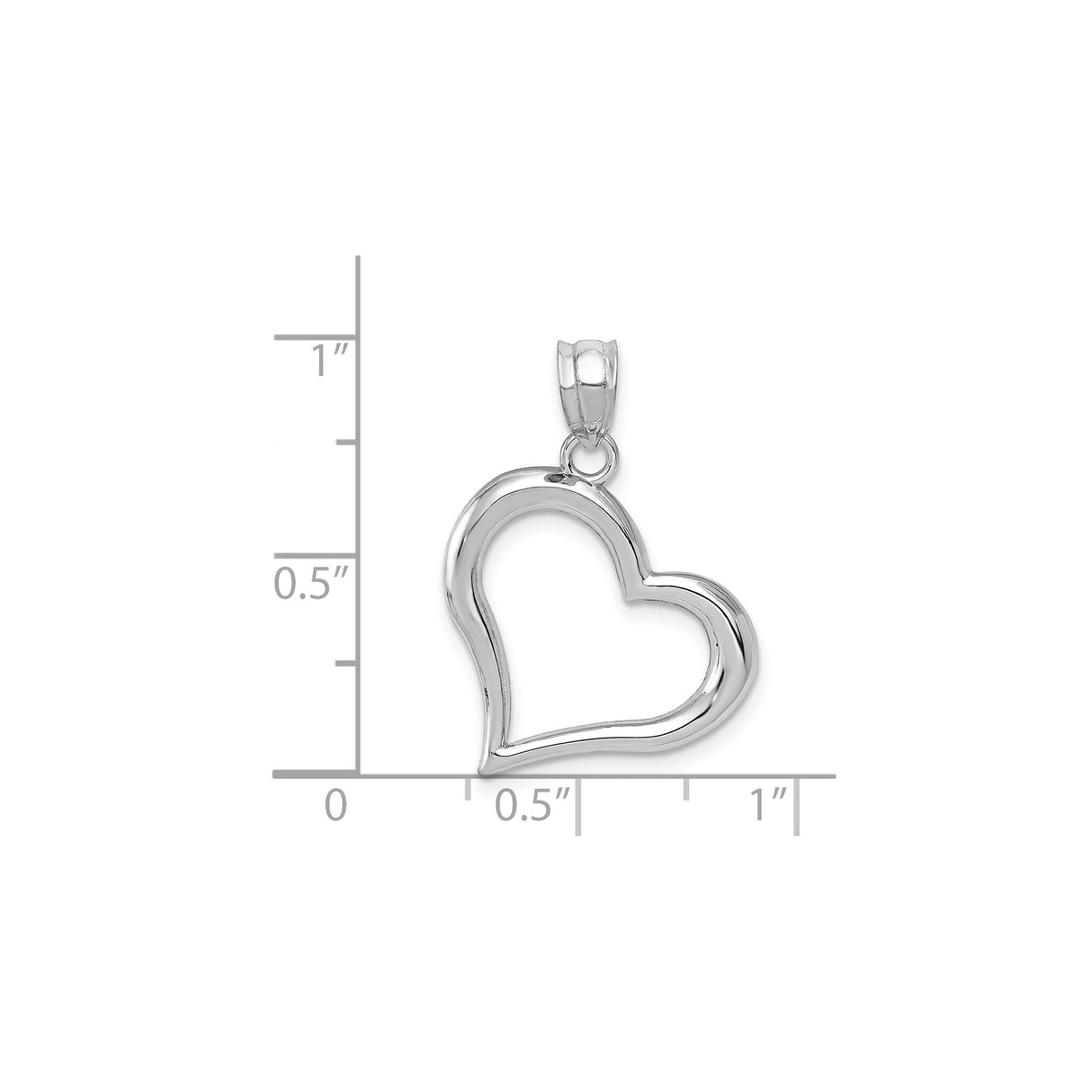 14k White Gold Open Heart Pendant for Women, Minimalist Polished Love Charm