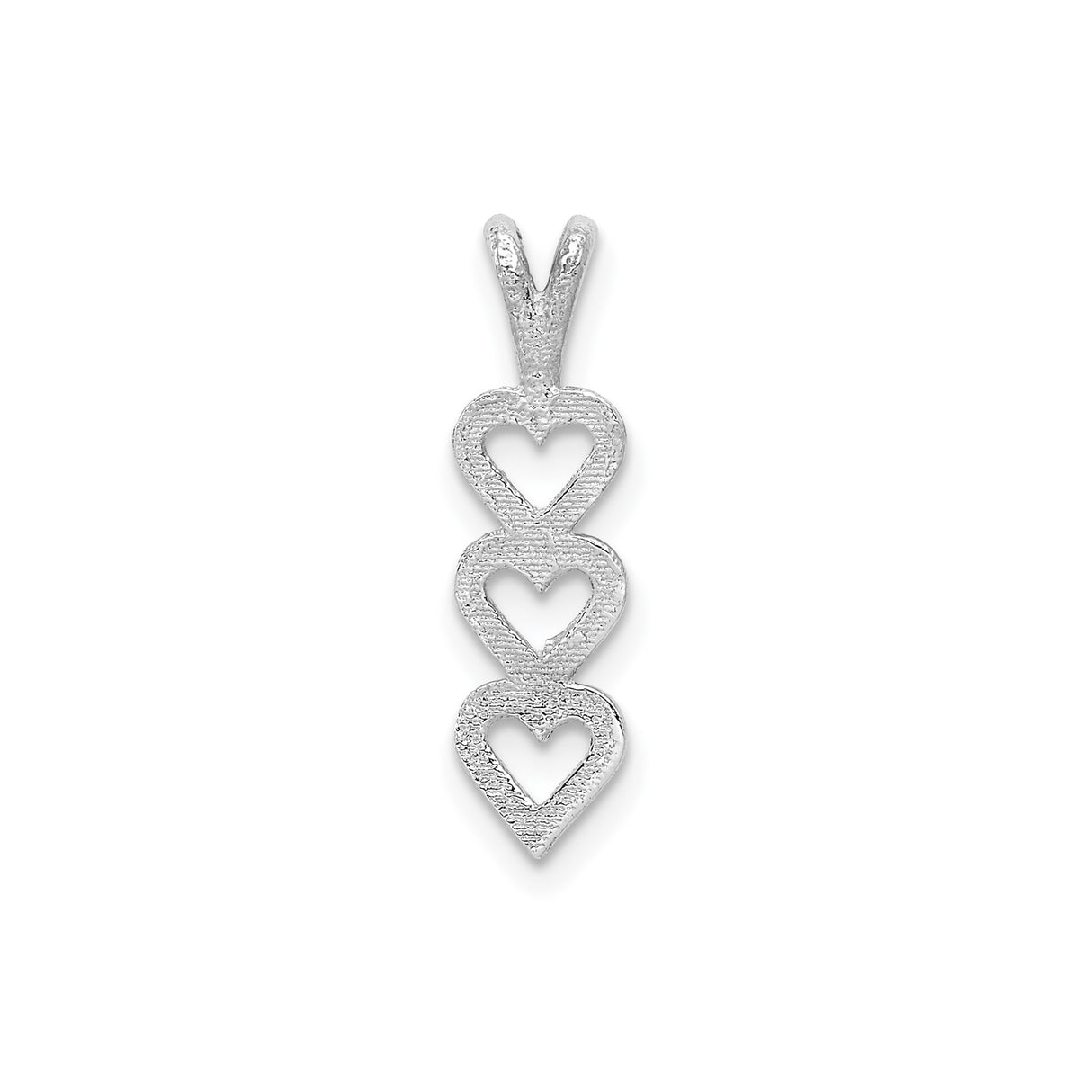 14k White Gold Triple Heart Pendant with Linked Open Hearts Design for Women