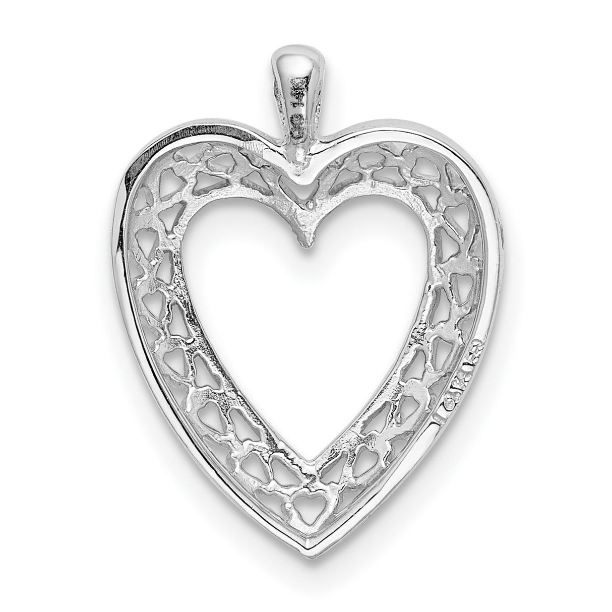 Heart Charm Pendant in Real 14k White Gold