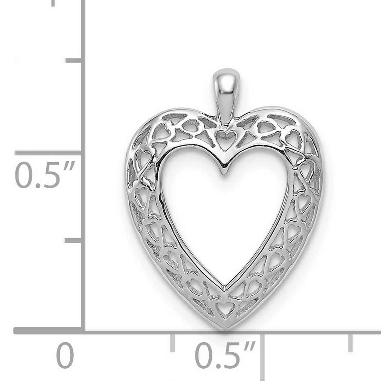 Heart Charm Pendant in Real 14k White Gold