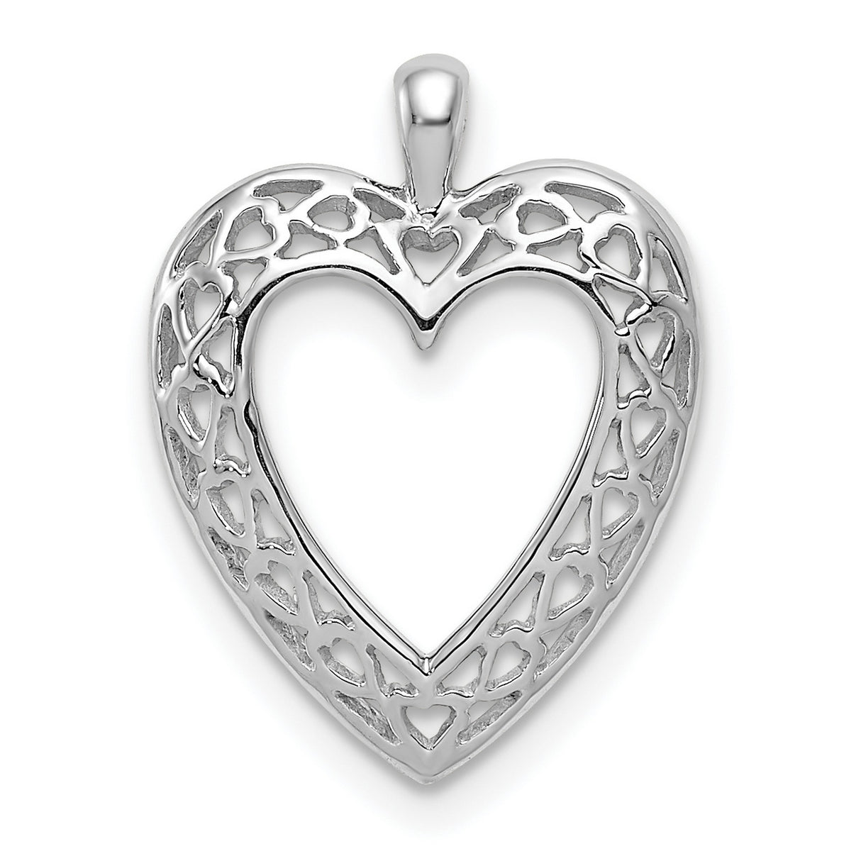 Heart Charm Pendant in Real 14k White Gold