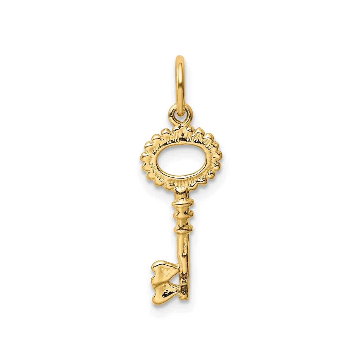 14k Yellow Gold Key Pendant, Vintage Skeleton Key Charm, Dainty Symbolic Jewelry for Women
