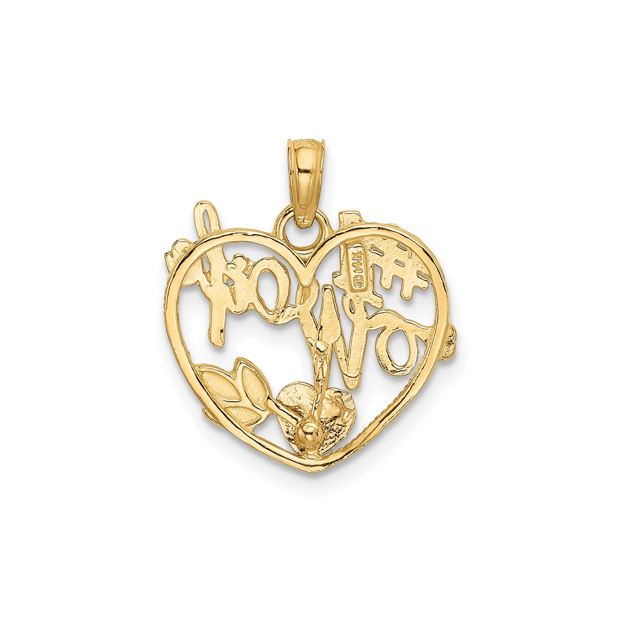 14k Two-Tone Gold Heart Pendant with #1 Wife Script and Rose Gold Accent