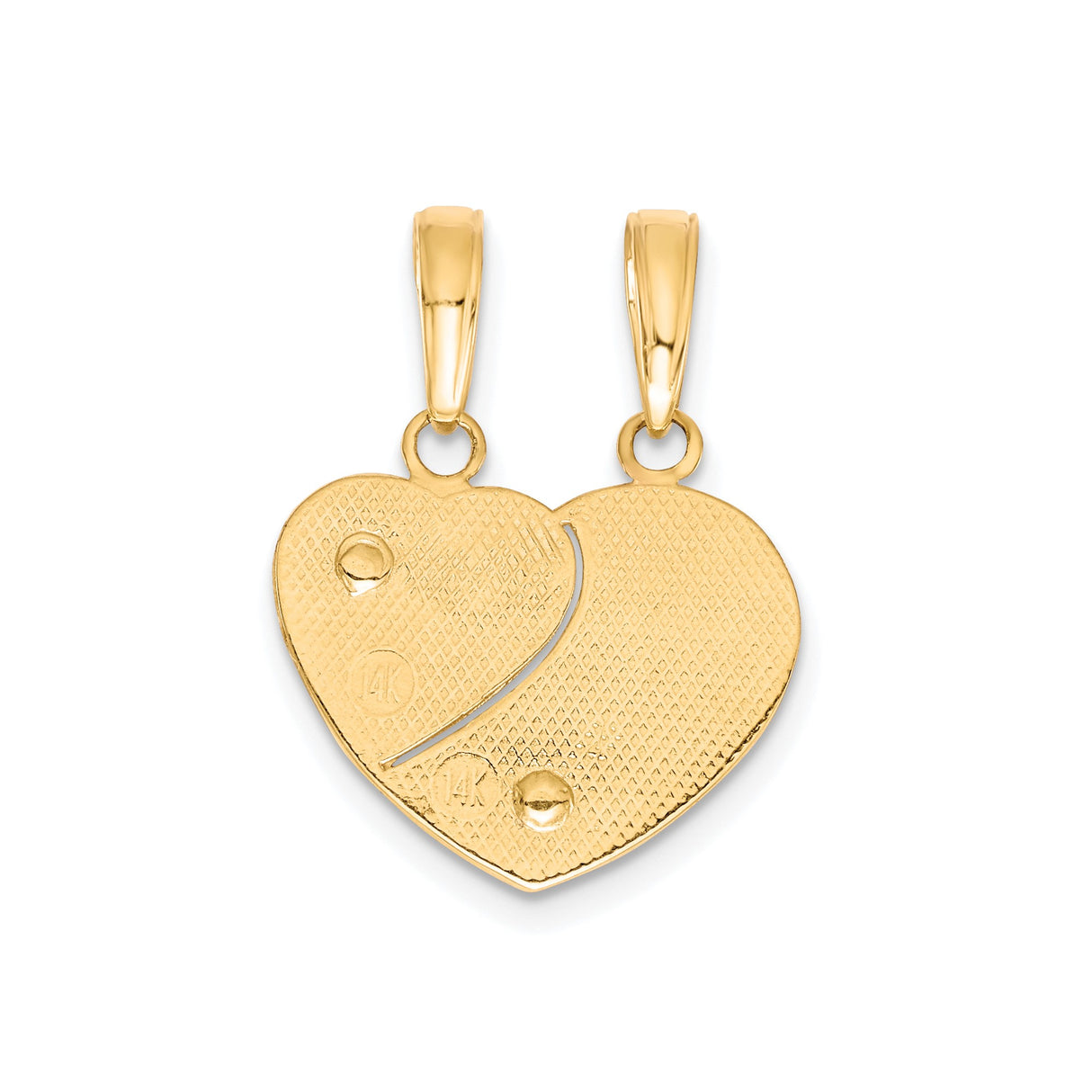 14k Two-Tone Gold Heart Pendant with Rose Gold Flower Accents, Mommy and Me Split Charm