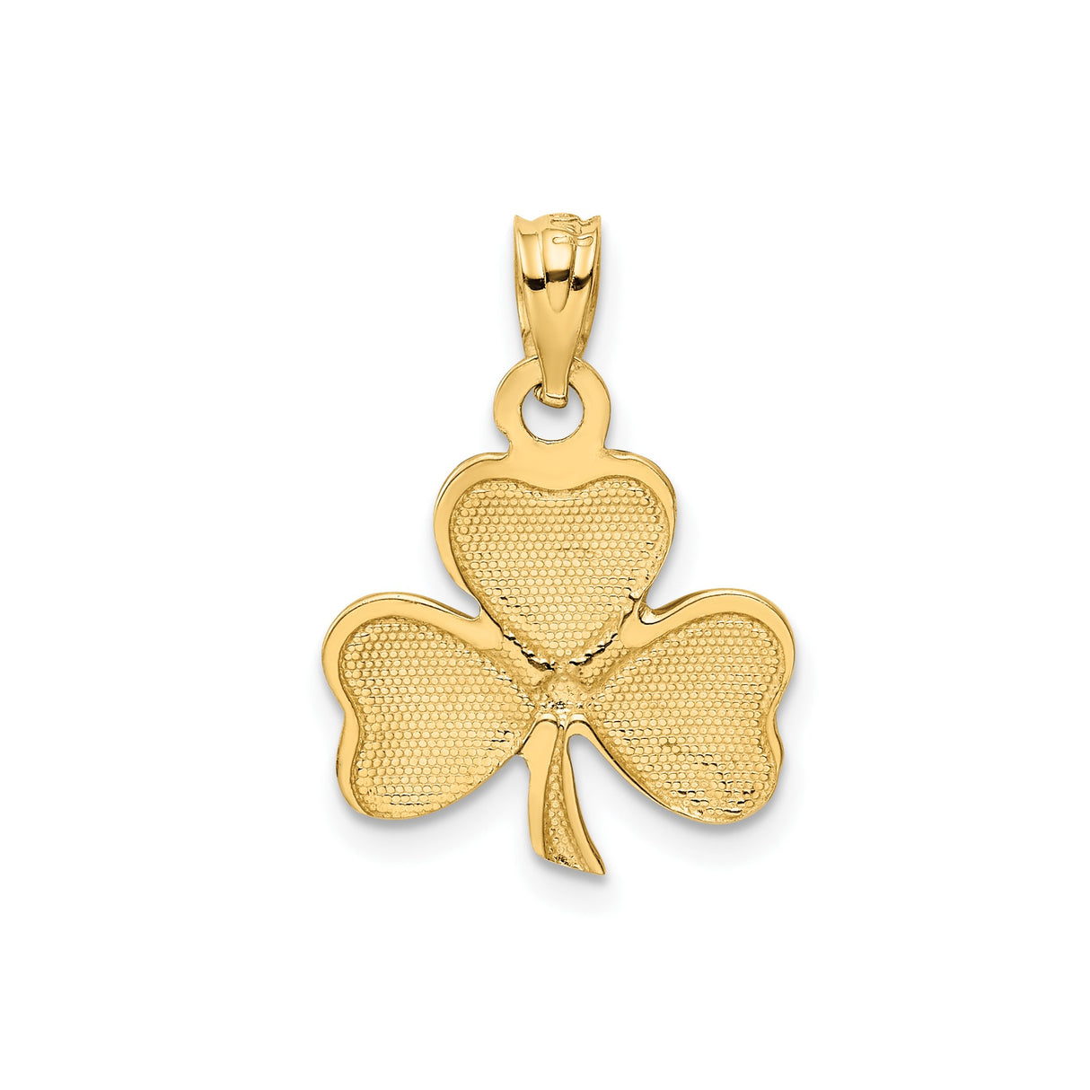 14k Yellow Gold Shamrock Pendant with Green Enamel Leaves, Irish Three-Leaf Clover Charm