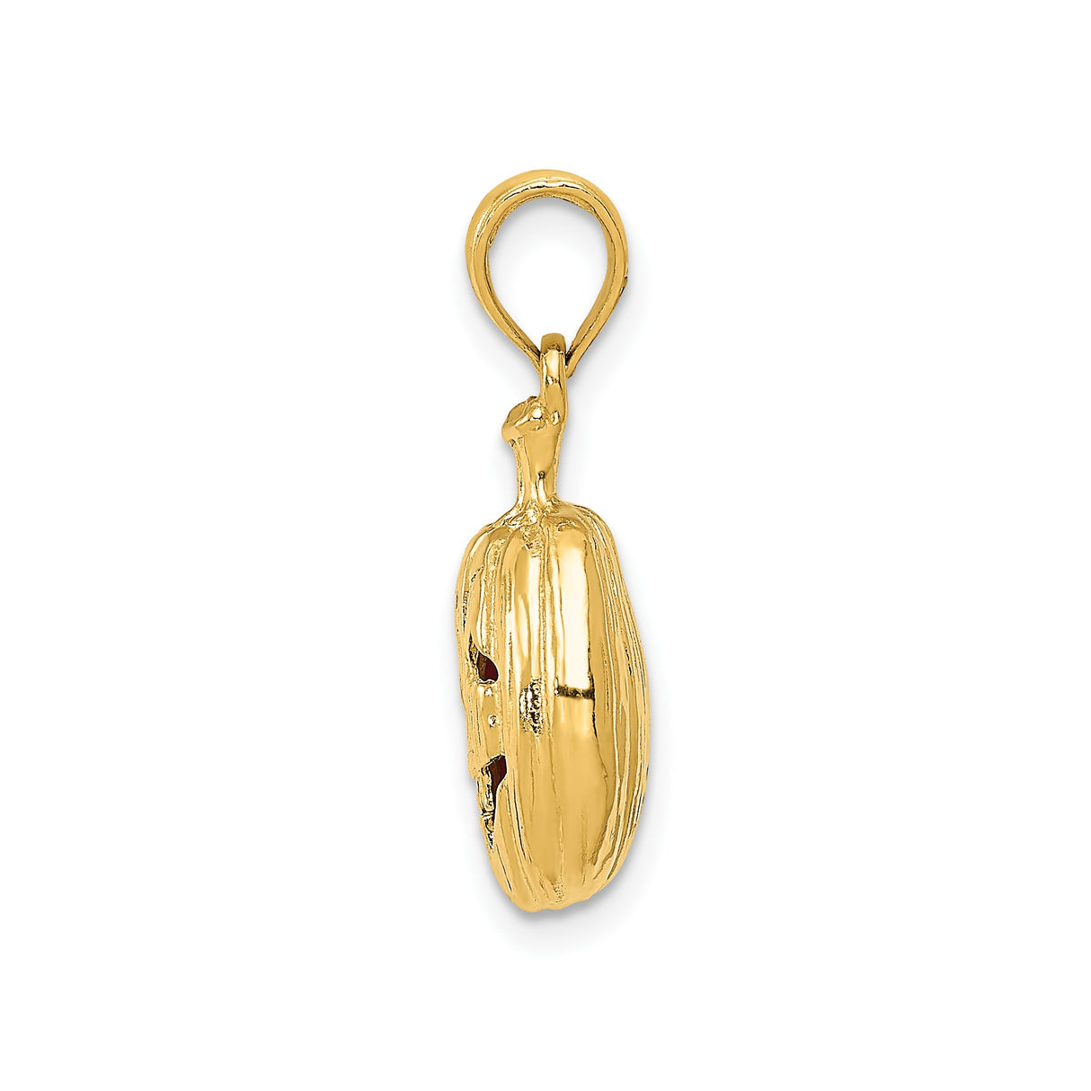 14k Yellow Gold Pumpkin Pendant with Jack-o-Lantern Design and Orange Enamel, Halloween Charm