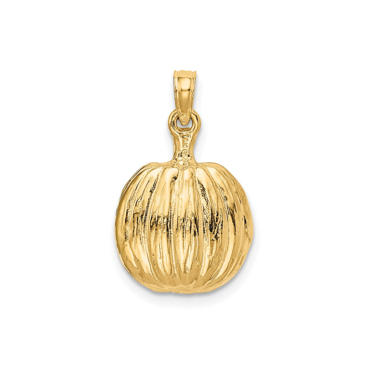 14k Yellow Gold Pumpkin Pendant with Jack-o-Lantern Design and Orange Enamel, Halloween Charm
