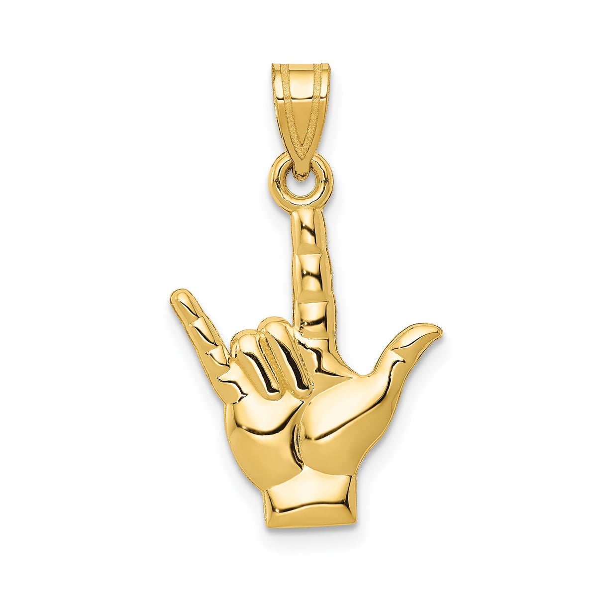 14k Yellow Gold ASL I Love You Hand Pendant, Sign Language Symbol of Love and Inclusivity
