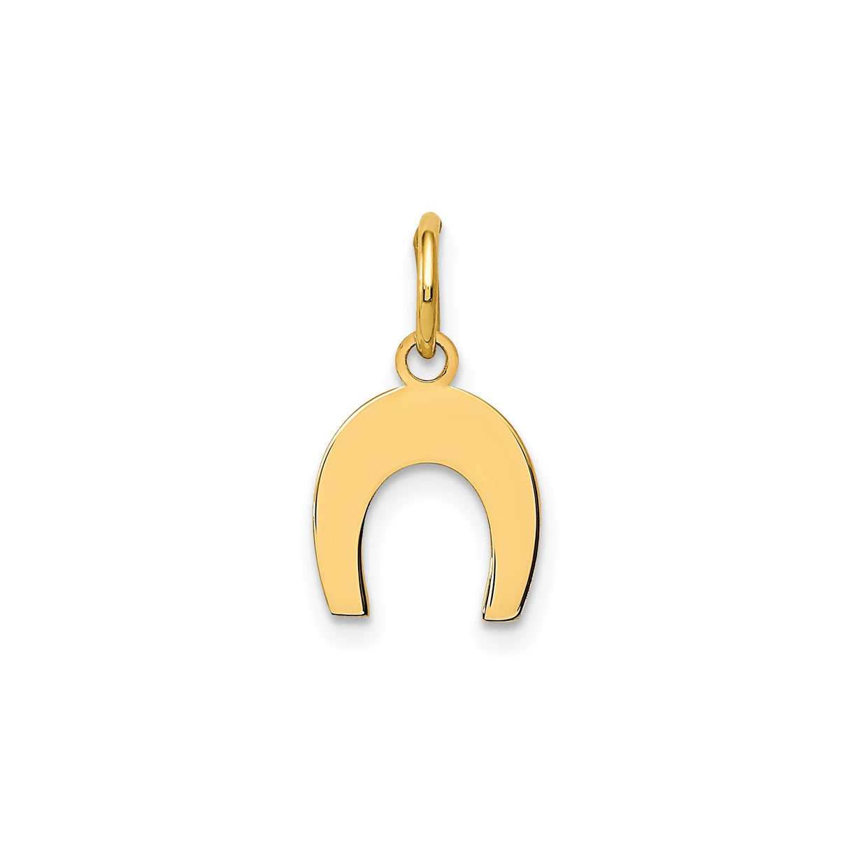 14k Yellow Gold Horseshoe Pendant, Polished Finish Good Luck Equestrian Charm for Women