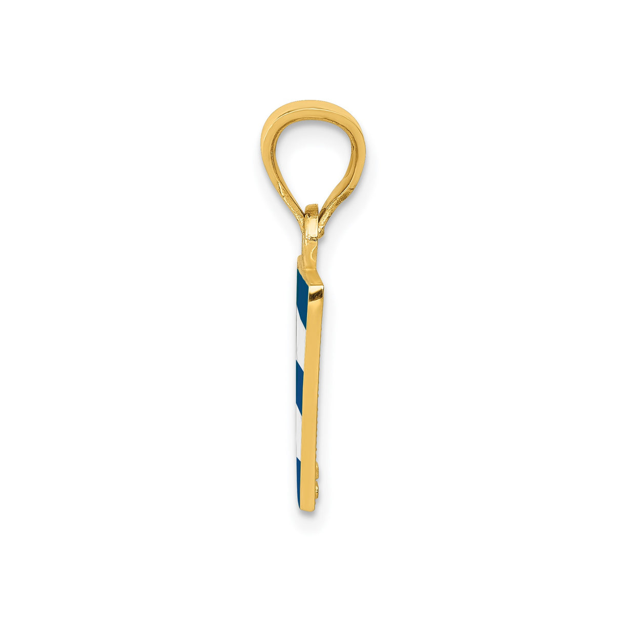 14k Yellow Gold Cuban Flag Pendant with Red White Blue Enamel and White Star Symbol