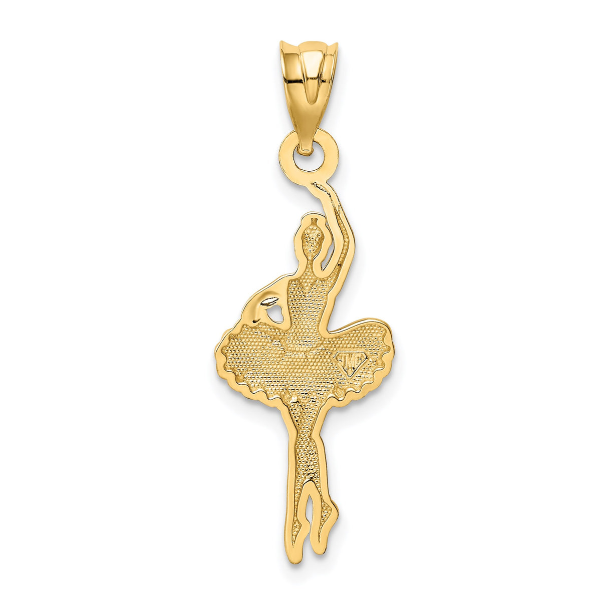 14k Yellow Gold Ballerina Pendant with Pink Enamel, Graceful Ballet Dance Charm