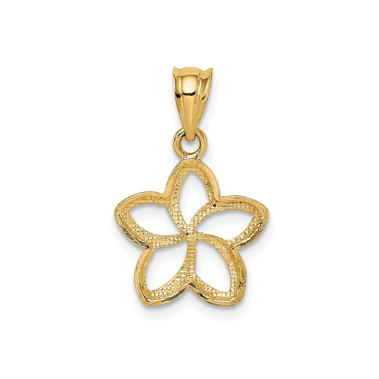 14k Yellow Gold Flower Pendant, Open Five-Petal Floral Design, Delicate Nature-Inspired Jewelry for Women