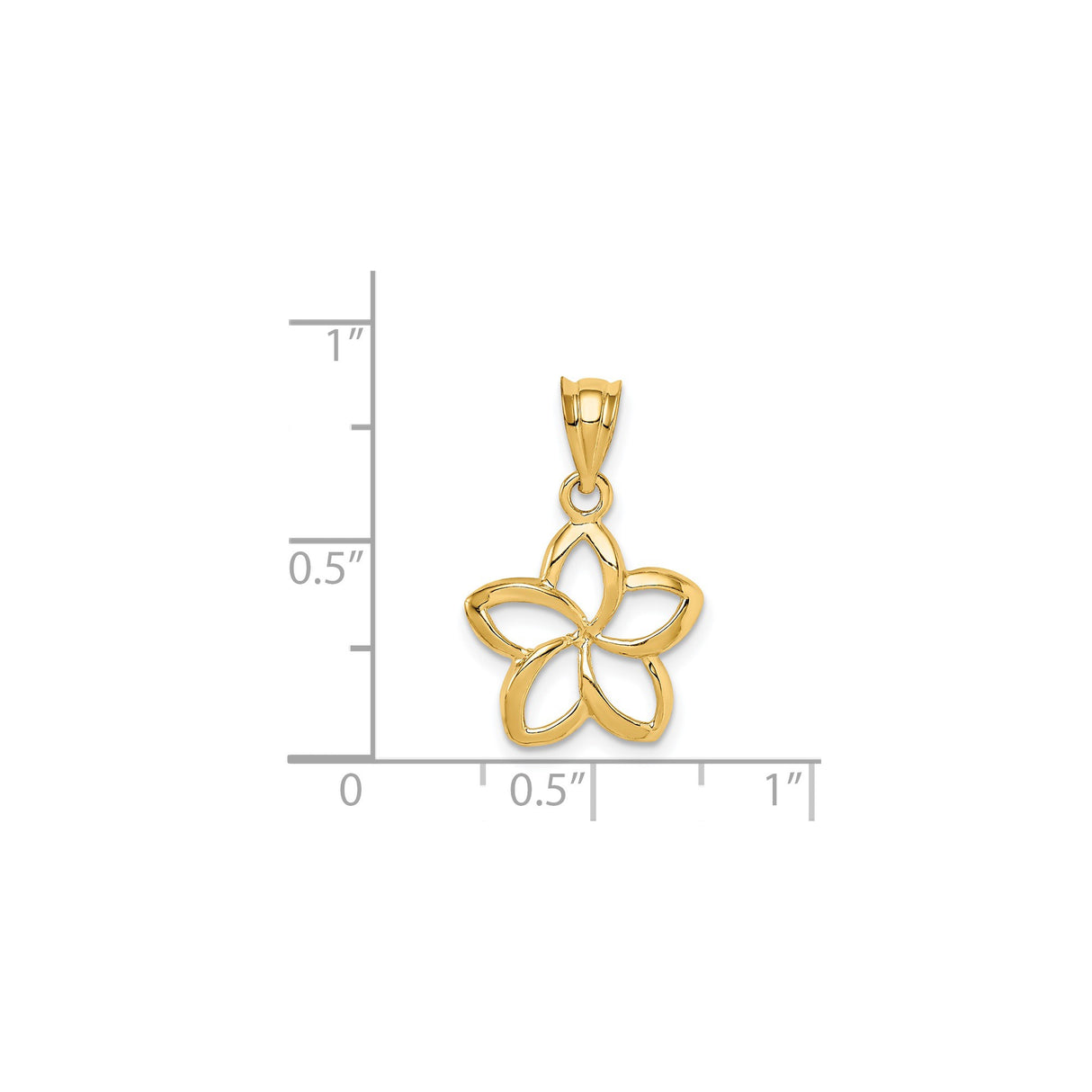 14k Yellow Gold Flower Pendant, Open Five-Petal Floral Design, Delicate Nature-Inspired Jewelry for Women