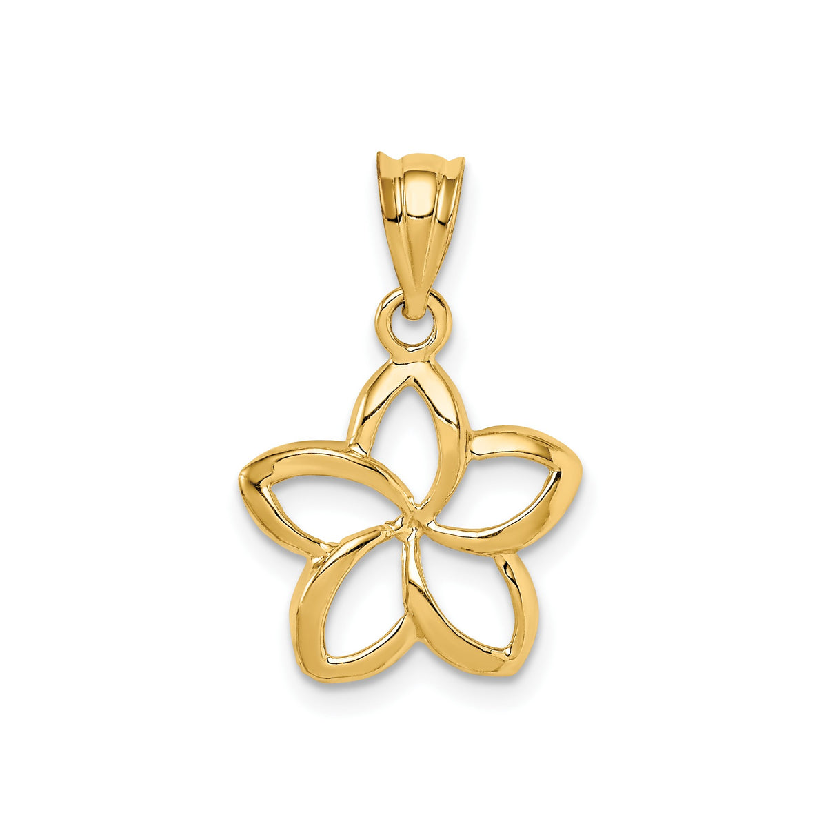 14k Yellow Gold Flower Pendant, Open Five-Petal Floral Design, Delicate Nature-Inspired Jewelry for Women