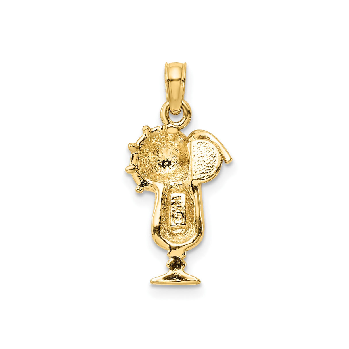 14k Yellow Gold Tropical Cocktail Pendant with Enamel Umbrella and Citrus Slice Design