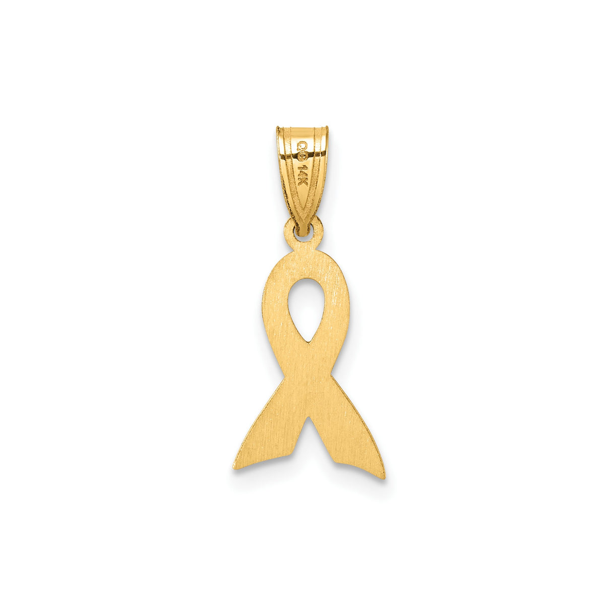 14k Yellow Gold Awareness Ribbon Pendant with Yellow Enamel, Support and Remembrance Jewelry