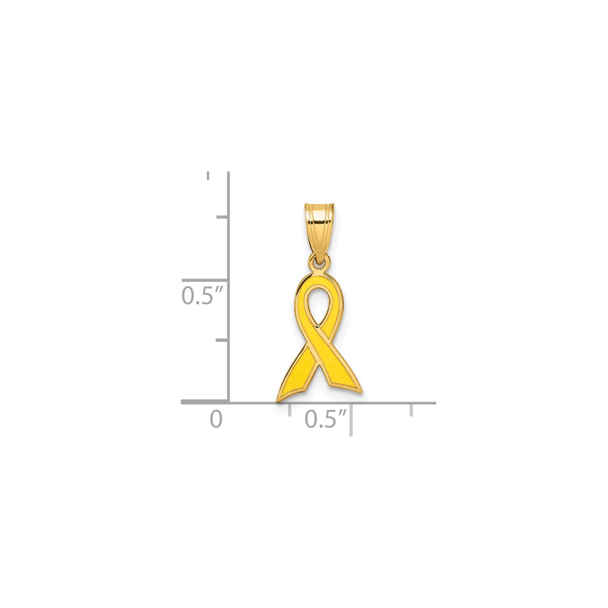 14k Yellow Gold Awareness Ribbon Pendant with Yellow Enamel, Support and Remembrance Jewelry