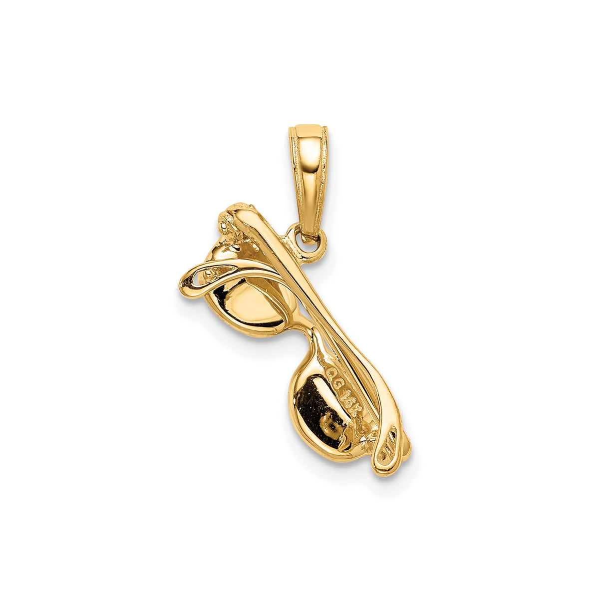 14k Yellow Gold Sunglasses Pendant with Pink Enamel Lenses, Movable Charm, Summer Style Accessory