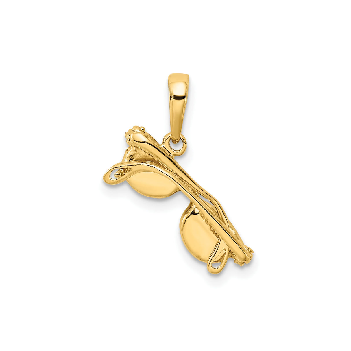 14k Yellow Gold Pendant with Black Enamel Sunglasses Charm, Hip Hop Style Unisex Accessory