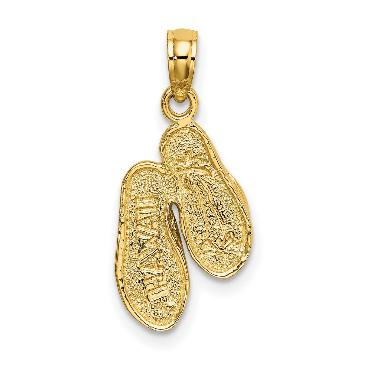 14k Multi-Tone Gold Flip-Flop Pendant with Textured Sandals Design, Beach Vacation Theme